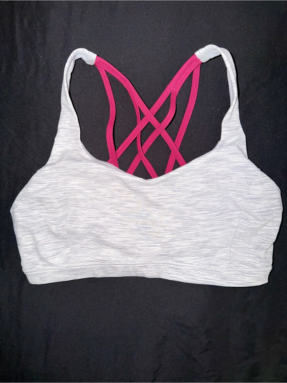 lululemon athletica White Striped Sports Bra with Pink Strappy Back